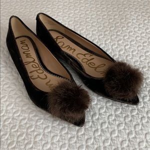 Brown velvet flats